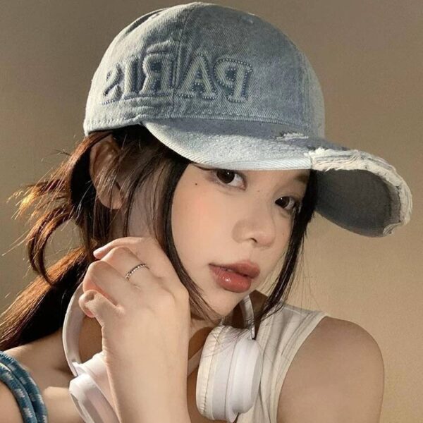 Washed Denim With Hole Baseball Cap Female Peaked Cap - Image 4