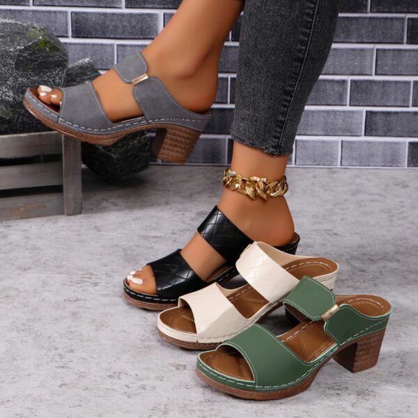 High Heel Slippers Women's Fashion Round Toe Sandals Summer - Image 3